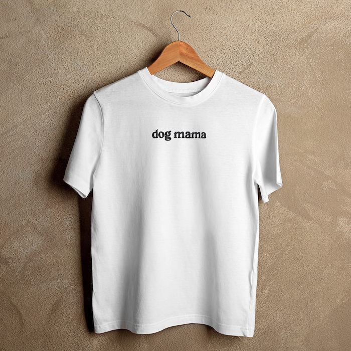 Embroidered 'dog mama' Cotton Tee (white)