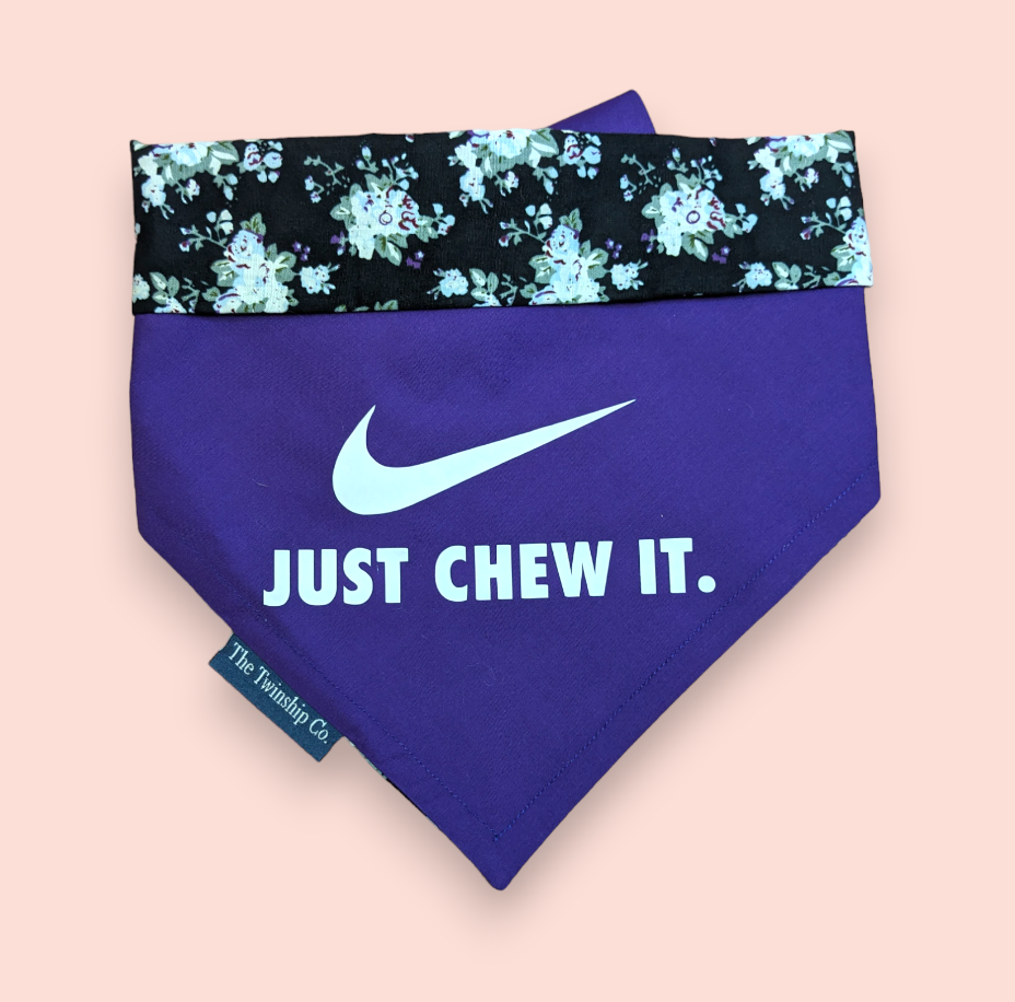 Reversible Pet Bandana: "Just Chew It" (Medium)