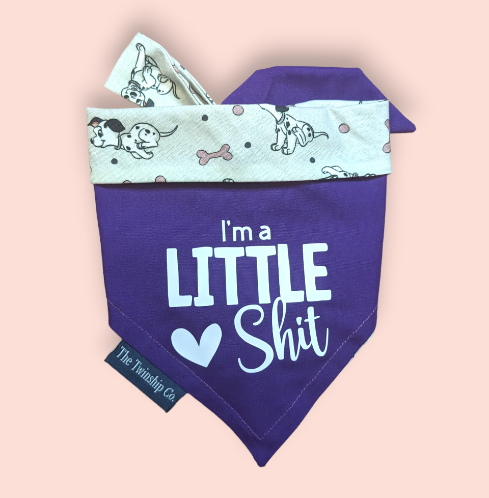 Reversible Pet Bandana: "I'm a Little Shit" (Small)