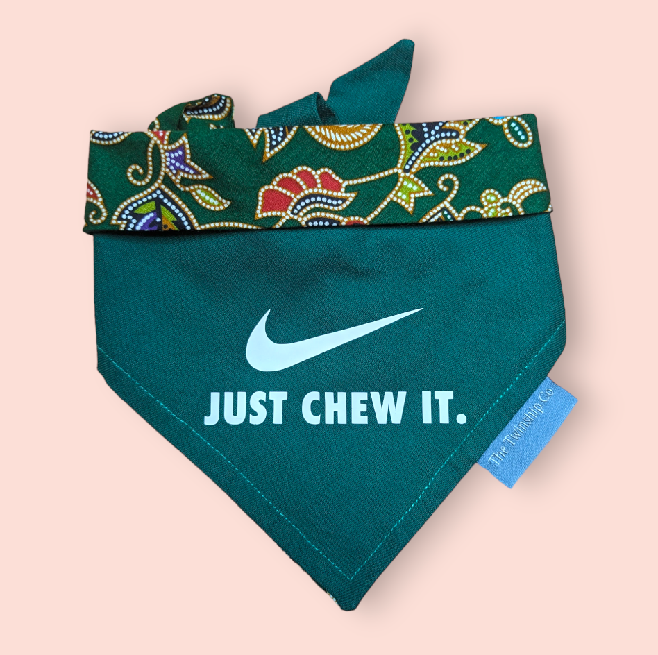 Reversible Pet Bandana: "Just Chew It" (Small)