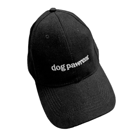 Embroidered 'dog pawrent' Cotton Cap (black)