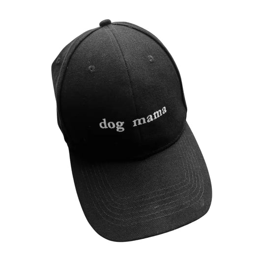 Embroidered ’dog mama’ Cotton Cap (black) - Caps
