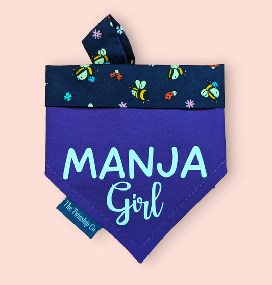 Reversible Pet Bandana: "Manja Girl" (Small)