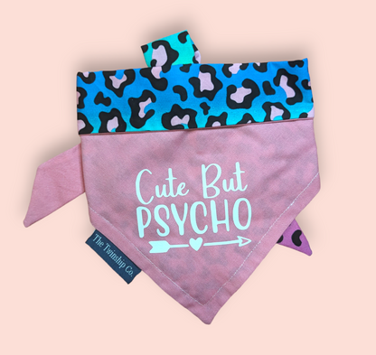 Reversible Pet Bandana: "Cute But Psycho" (Small)